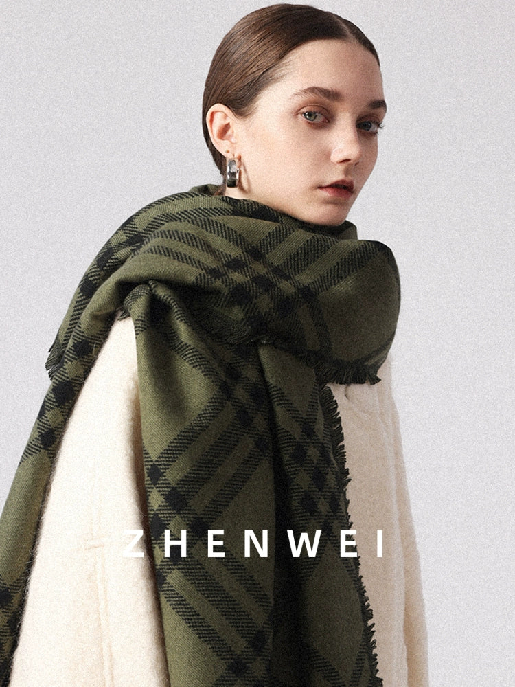 ZHENWEI Widened Large Shawl Plaid Scarf