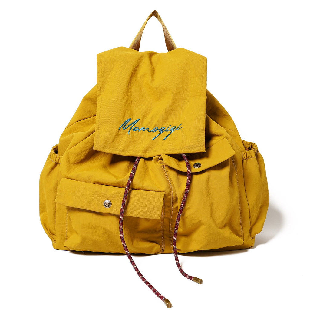 Momogigi Yellow Water-Resistant Nylon Flap-Top Backpack