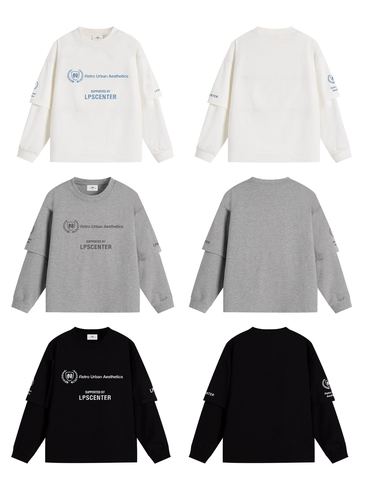 Loopsoon Fake Two-piece Creative Print Design Long Sleeve