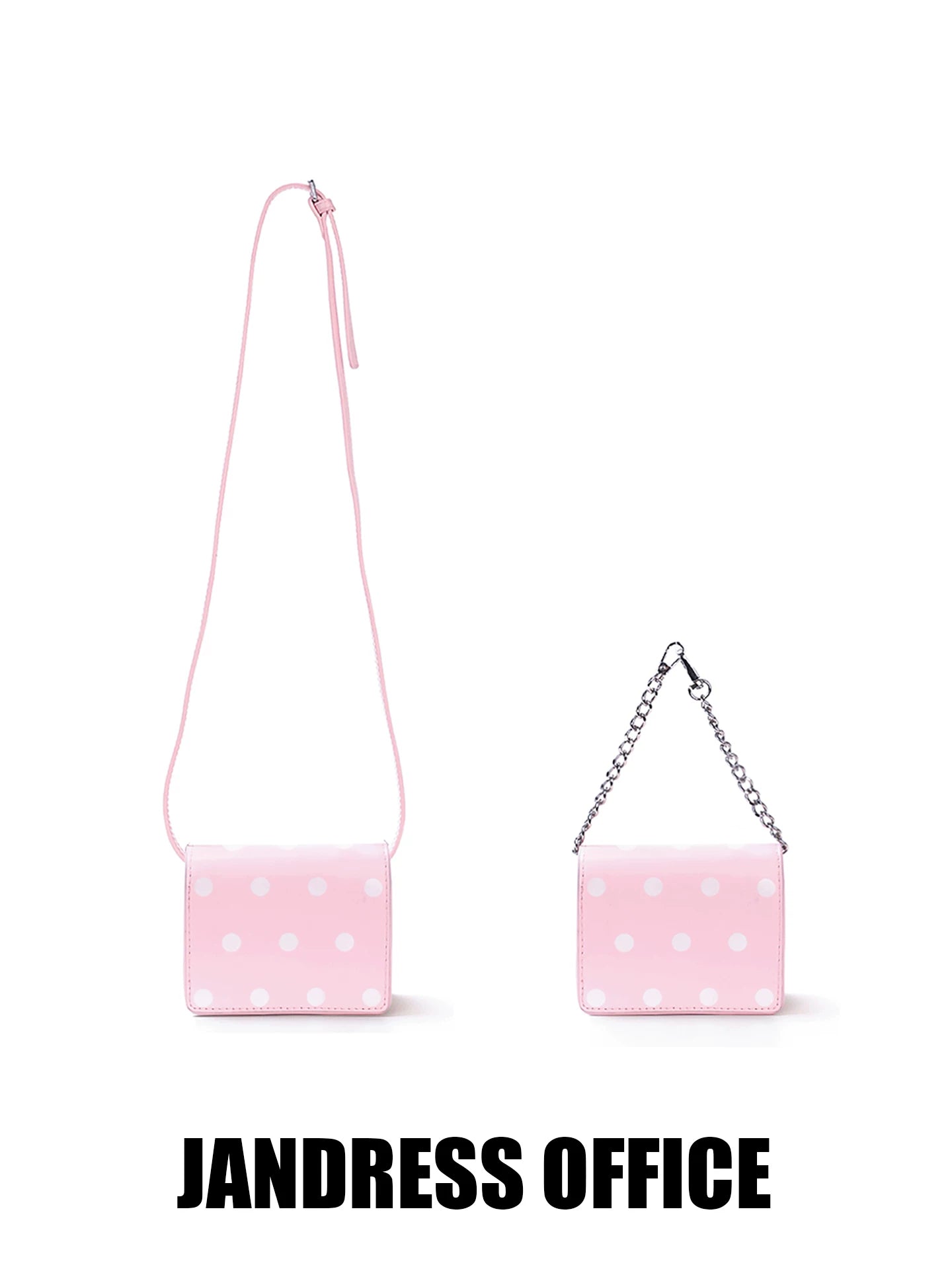 JANDRESS White Polka-Dot Faux Leather Crossbody Coin Purse