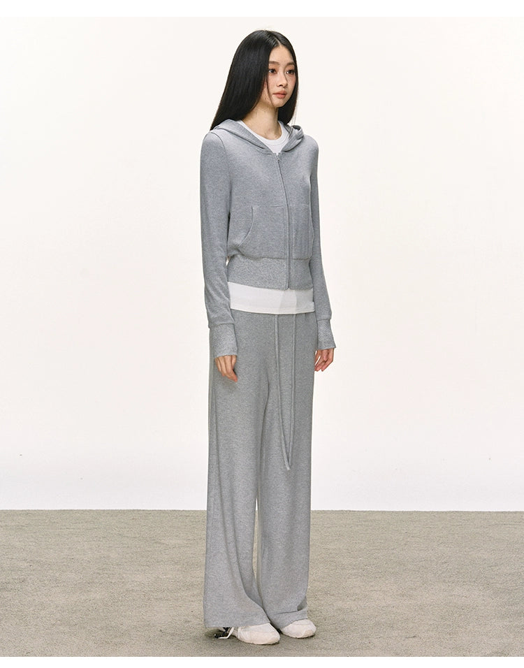 Anna Aneae Hooded Short Sweater Jacket Casual Sports Suit