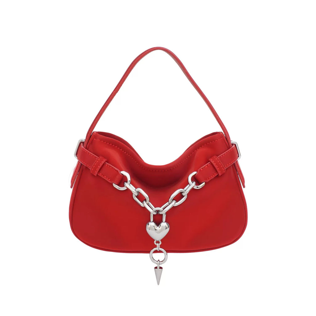 VFVF White Faux Leather Zip Shoulder Bag