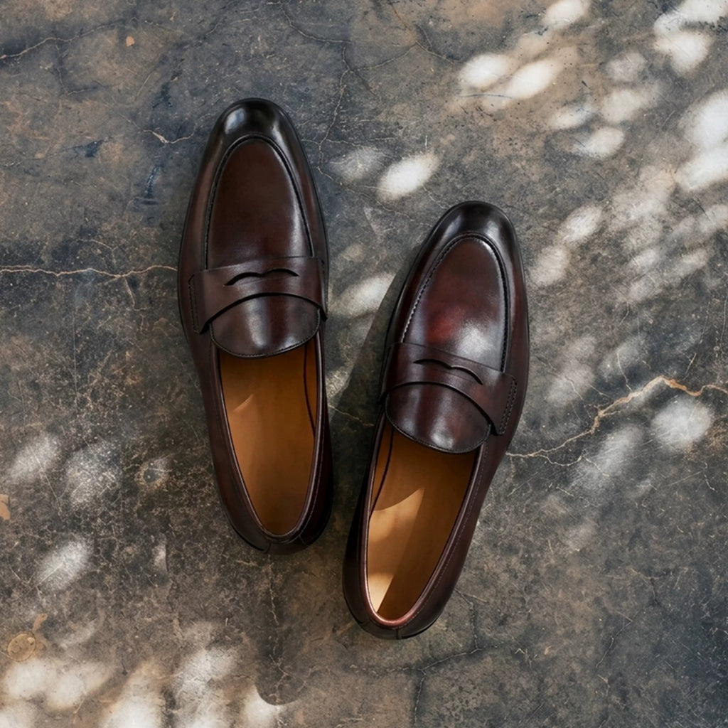 TERRAKOO Leather Slip-On Round-Toe Loafer