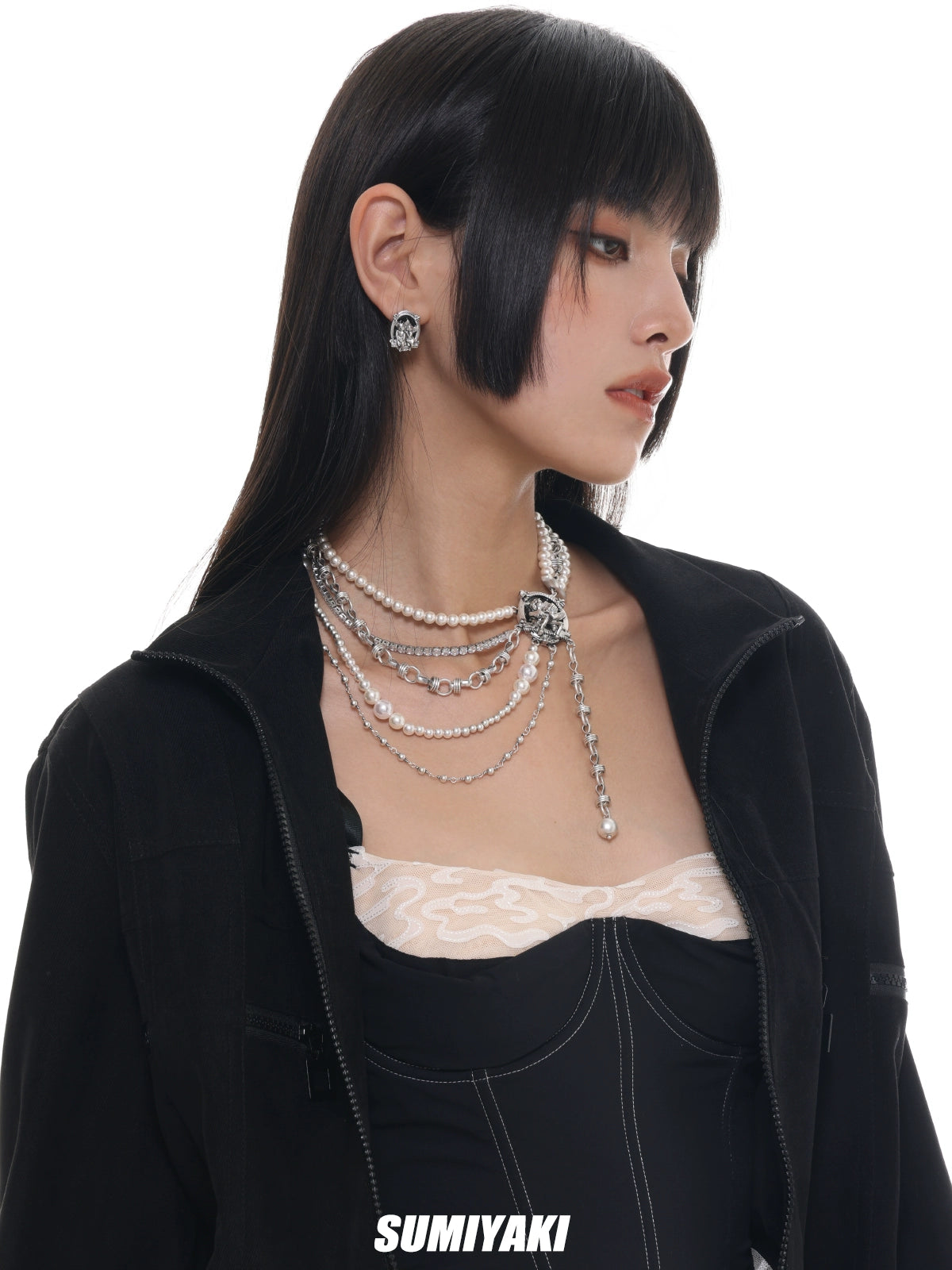 SUMIYAKI Multi-layer Pearl Stacked Belt Necklace