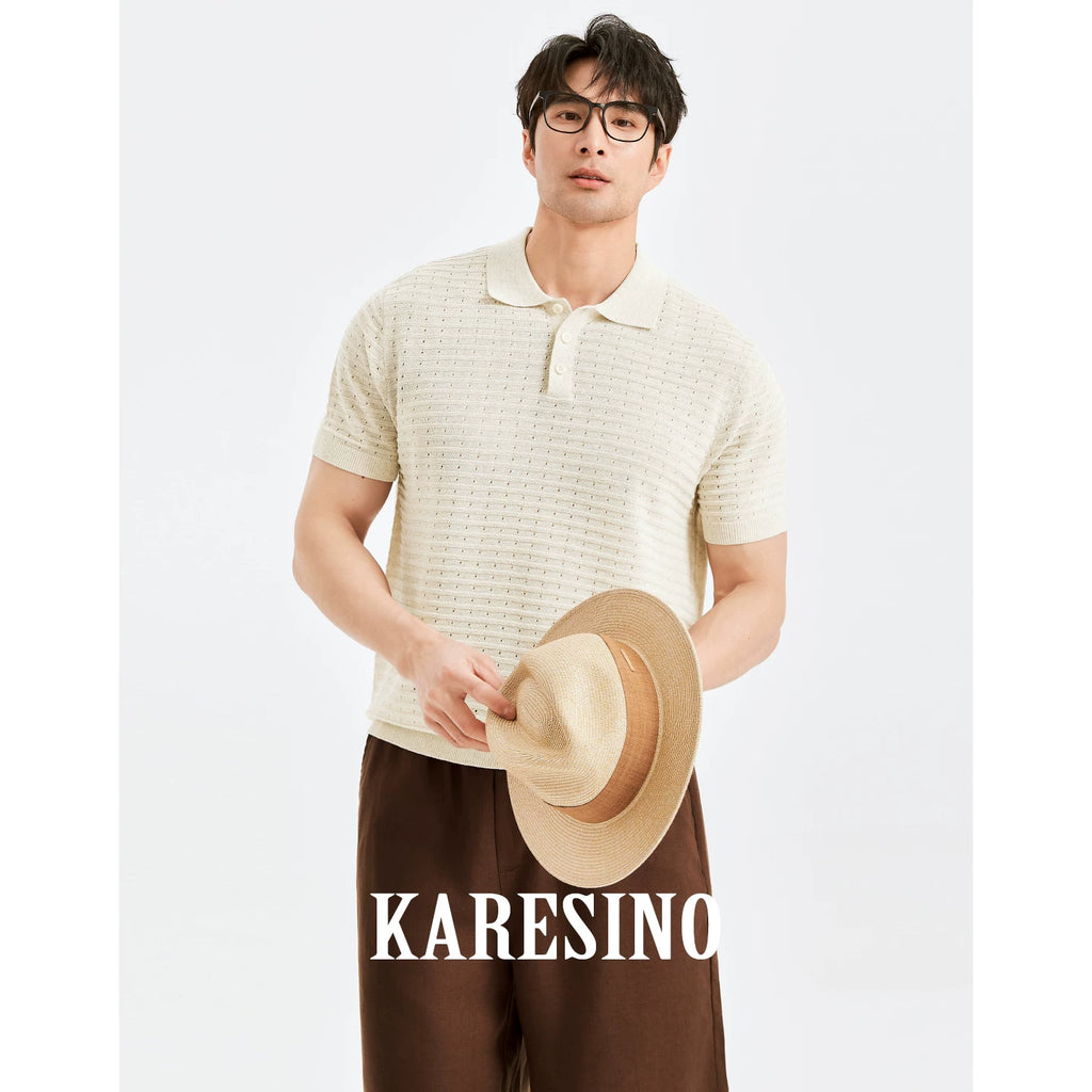KARESINO Breathable Cool-Touch Knit Polo Shirt