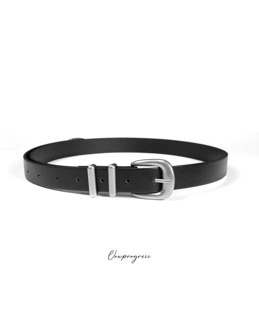 VOWPROGRESS First Layer Cowhide Old Silver Buckle Belt