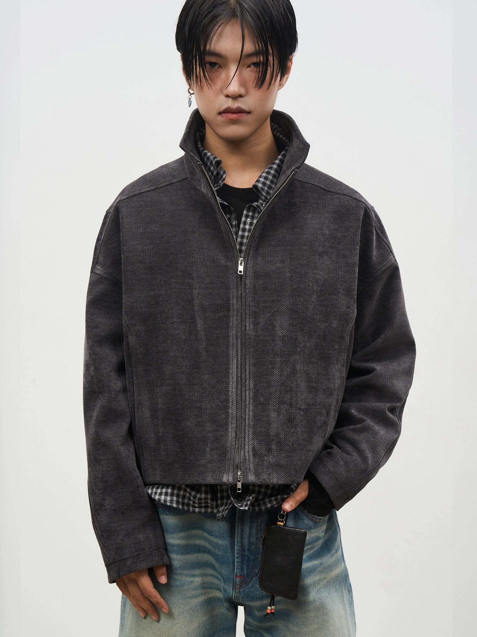 SOUTH FISH Cadet Jacket Brushed Texture Stand Collar