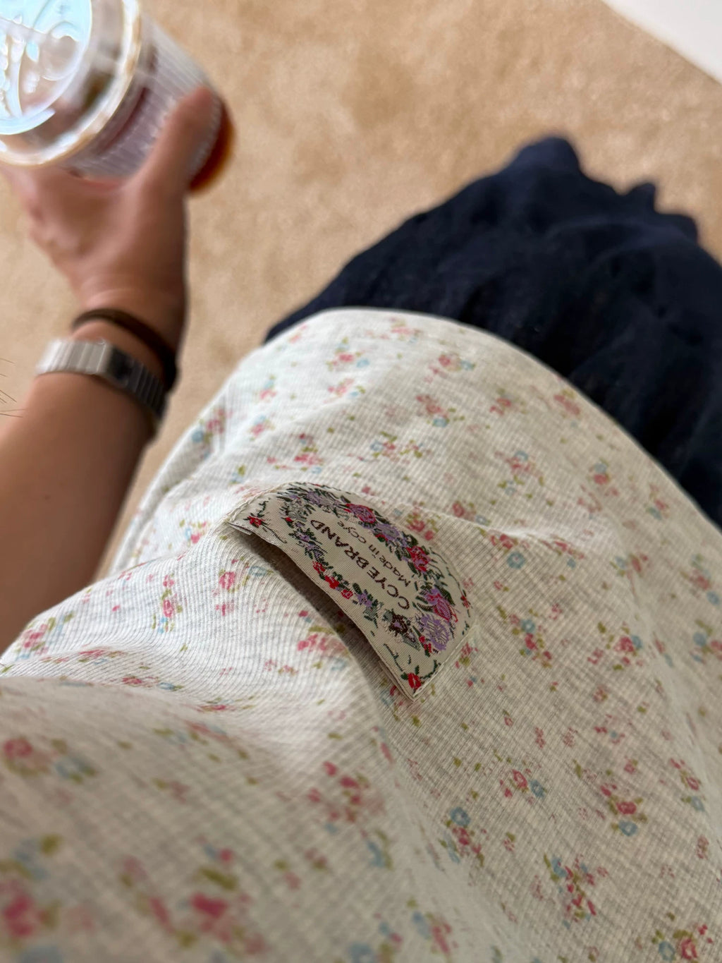 CCYE Floral U-Neck Fitted Stretch Tee