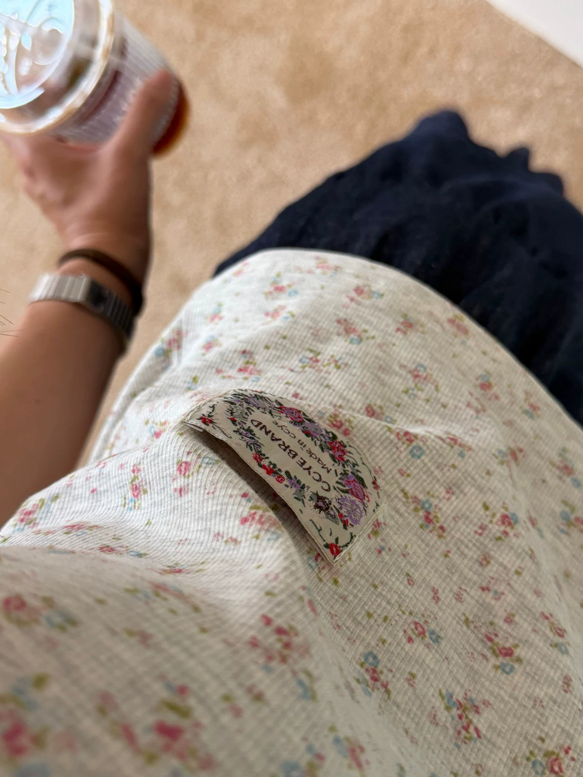 CCYE Floral U-Neck Fitted Stretch Tee