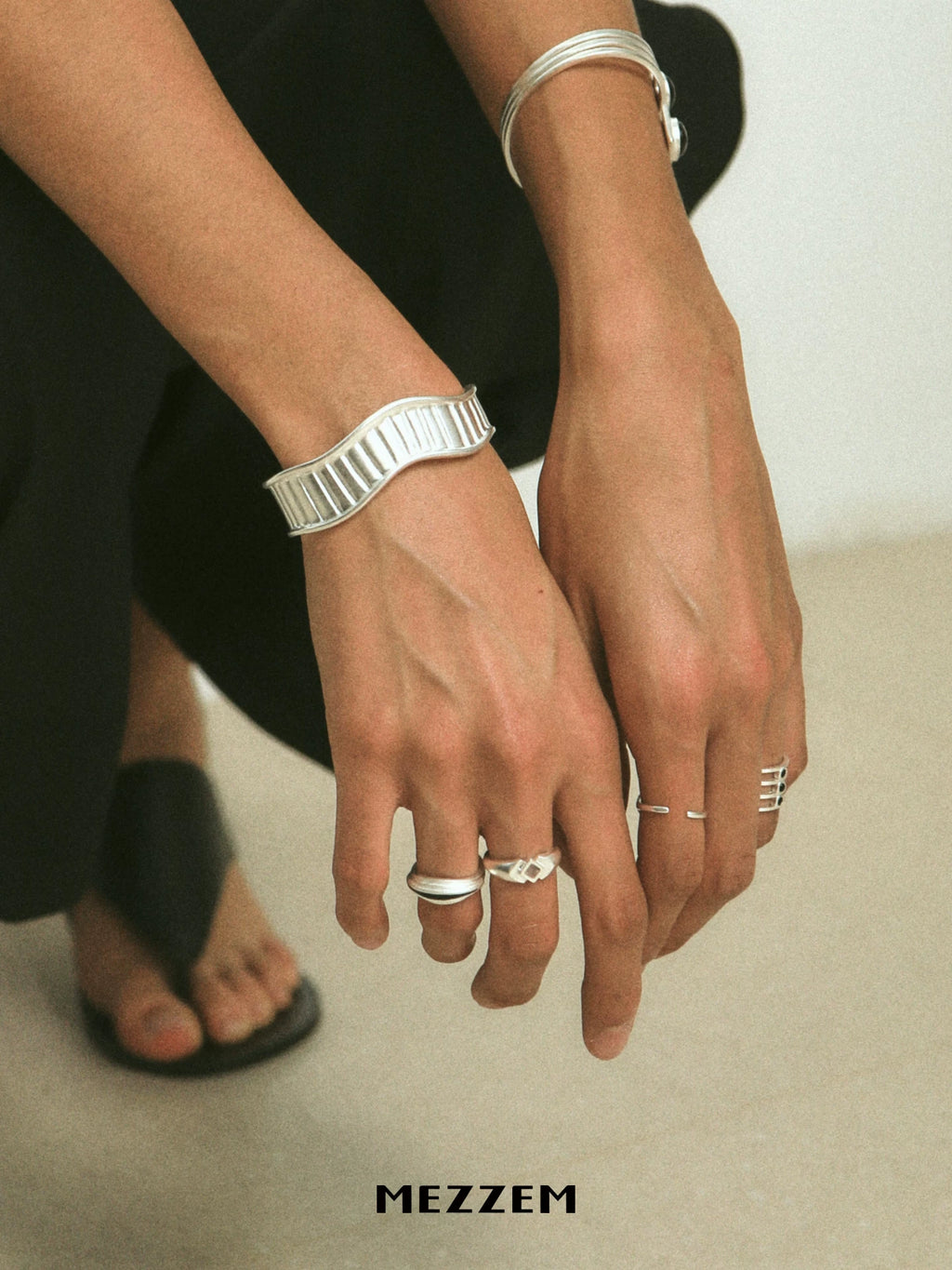 MEZZEM Sterling Silver Wavy Cuff Bracelet