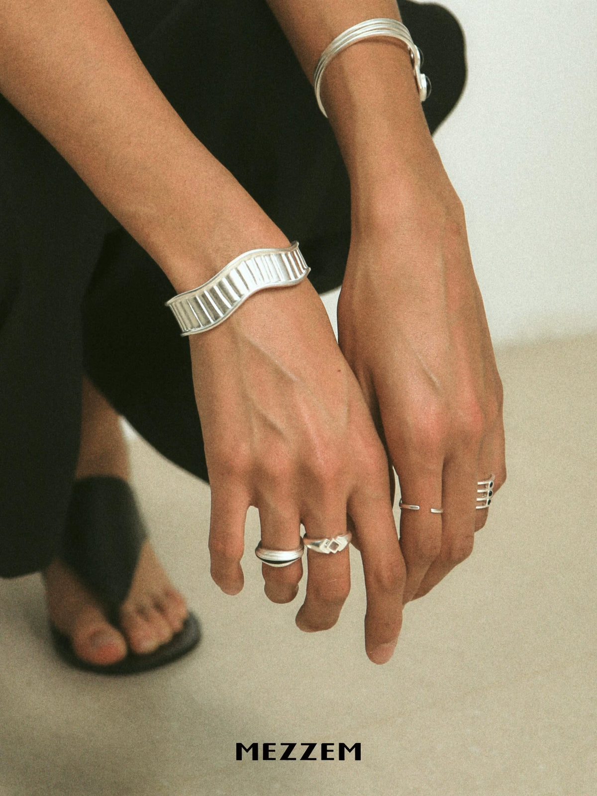 MEZZEM Sterling Silver Wavy Cuff Bracelet