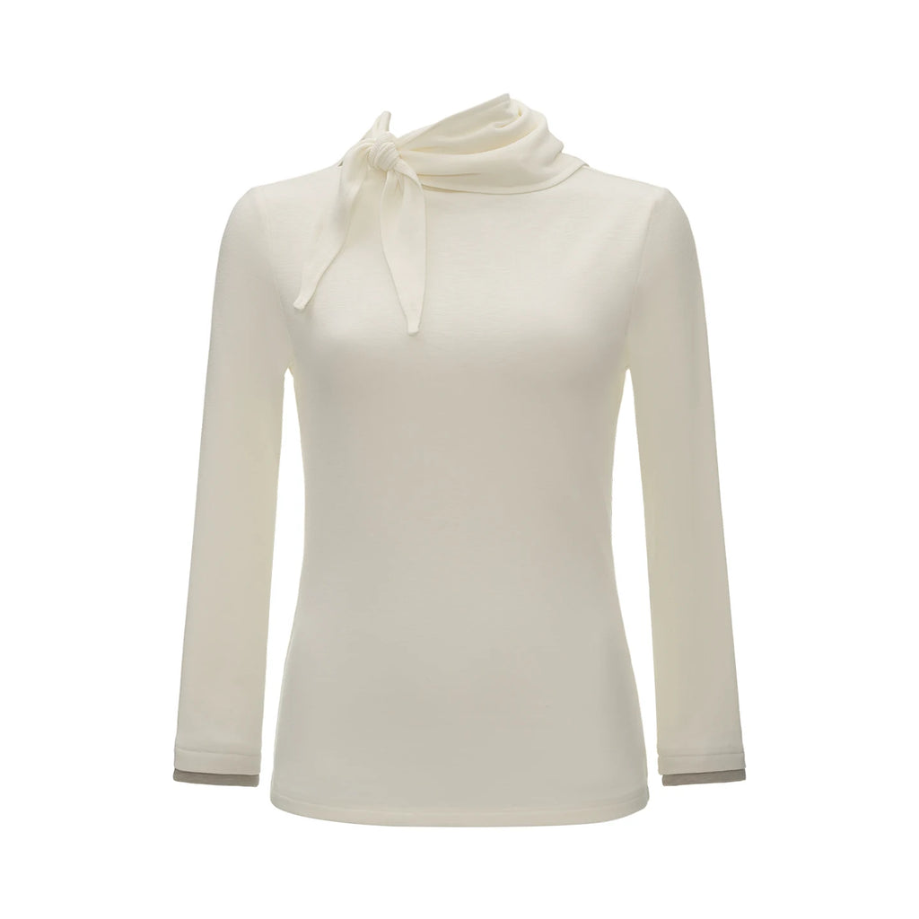 MAMC Soft Drape Tie-Front Long-Sleeve Top