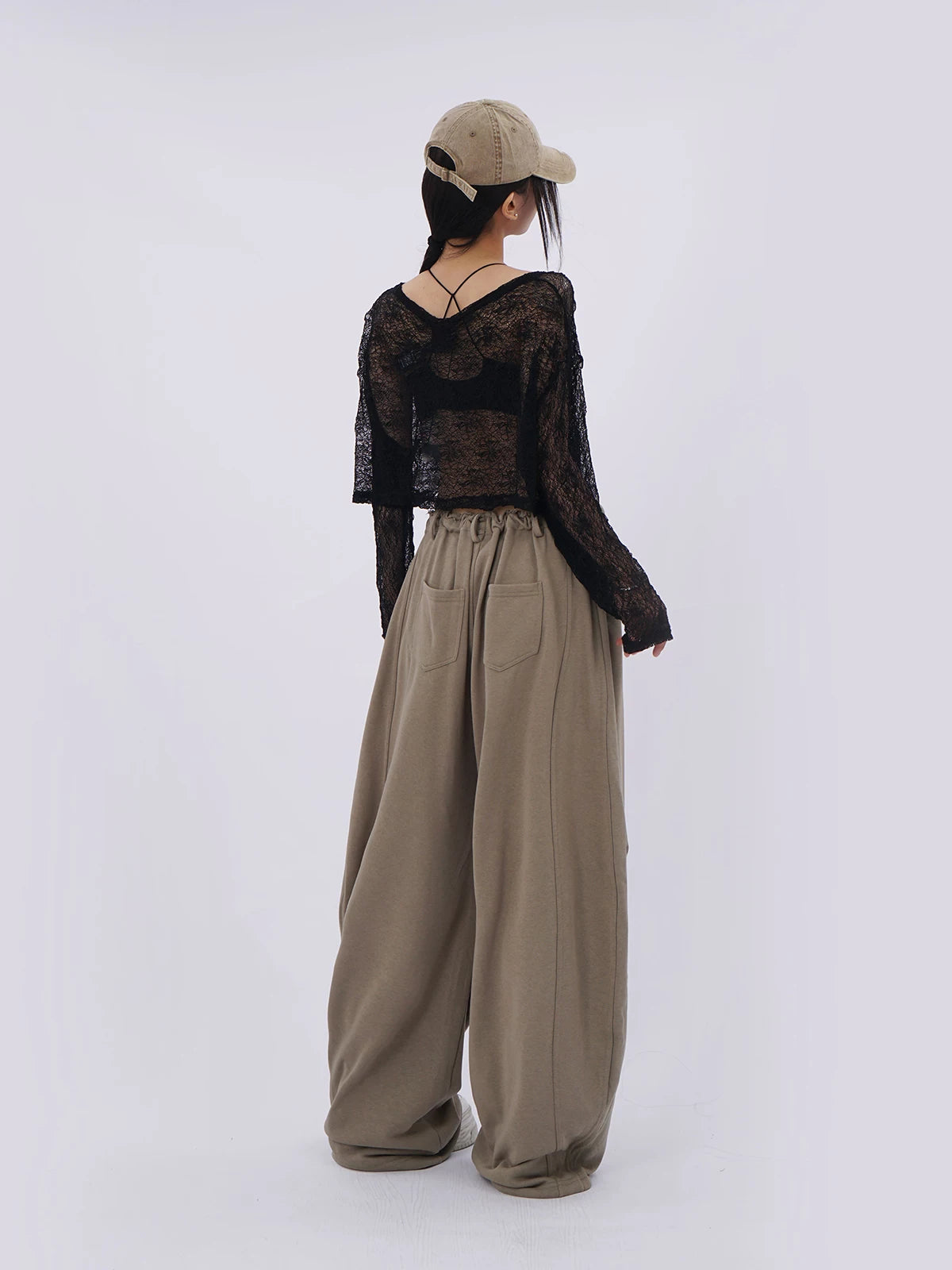 SAMUSAN Pleated Waist Loose Wide-leg Pants
