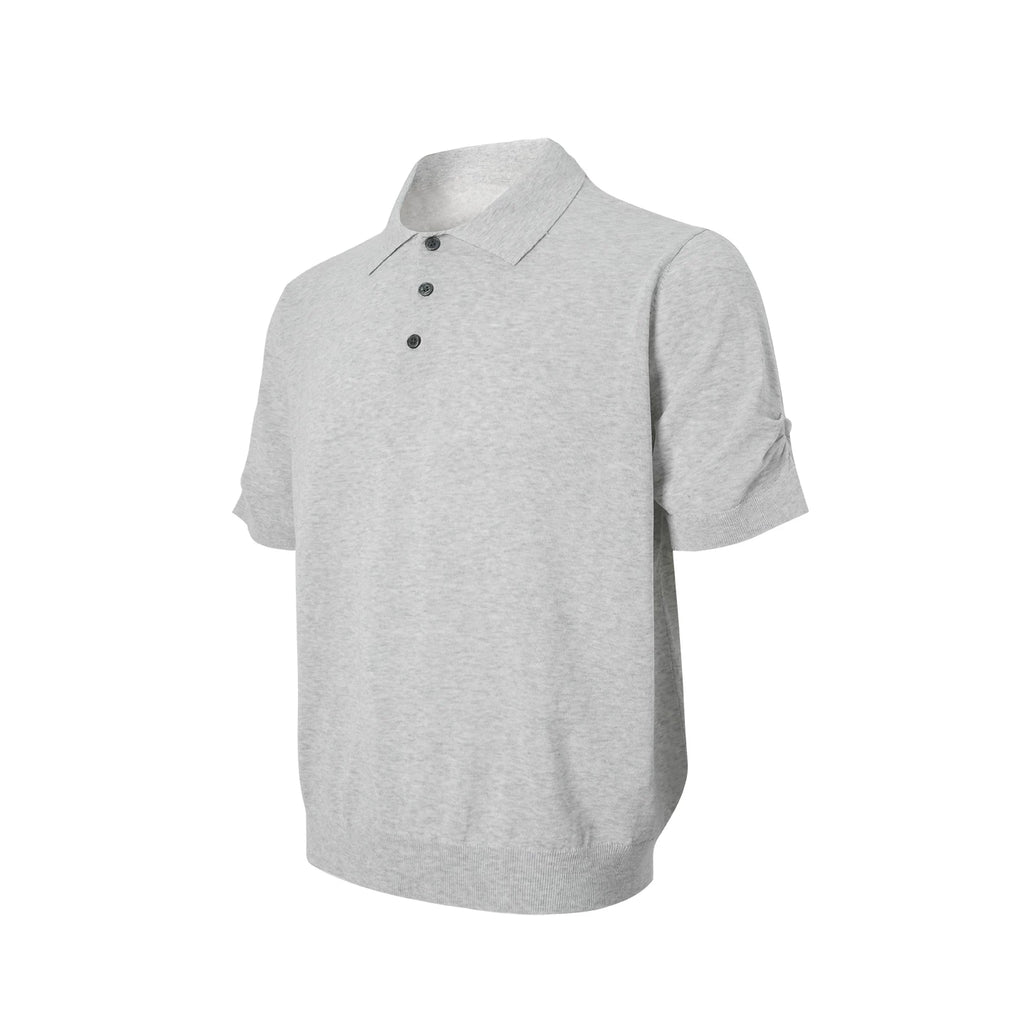 Borrowed Project Pleated Knitted Rough Sleeve Micro Loose Tee