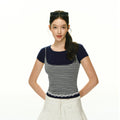 ARISEISM Striped Cropped Slim Fit Tee