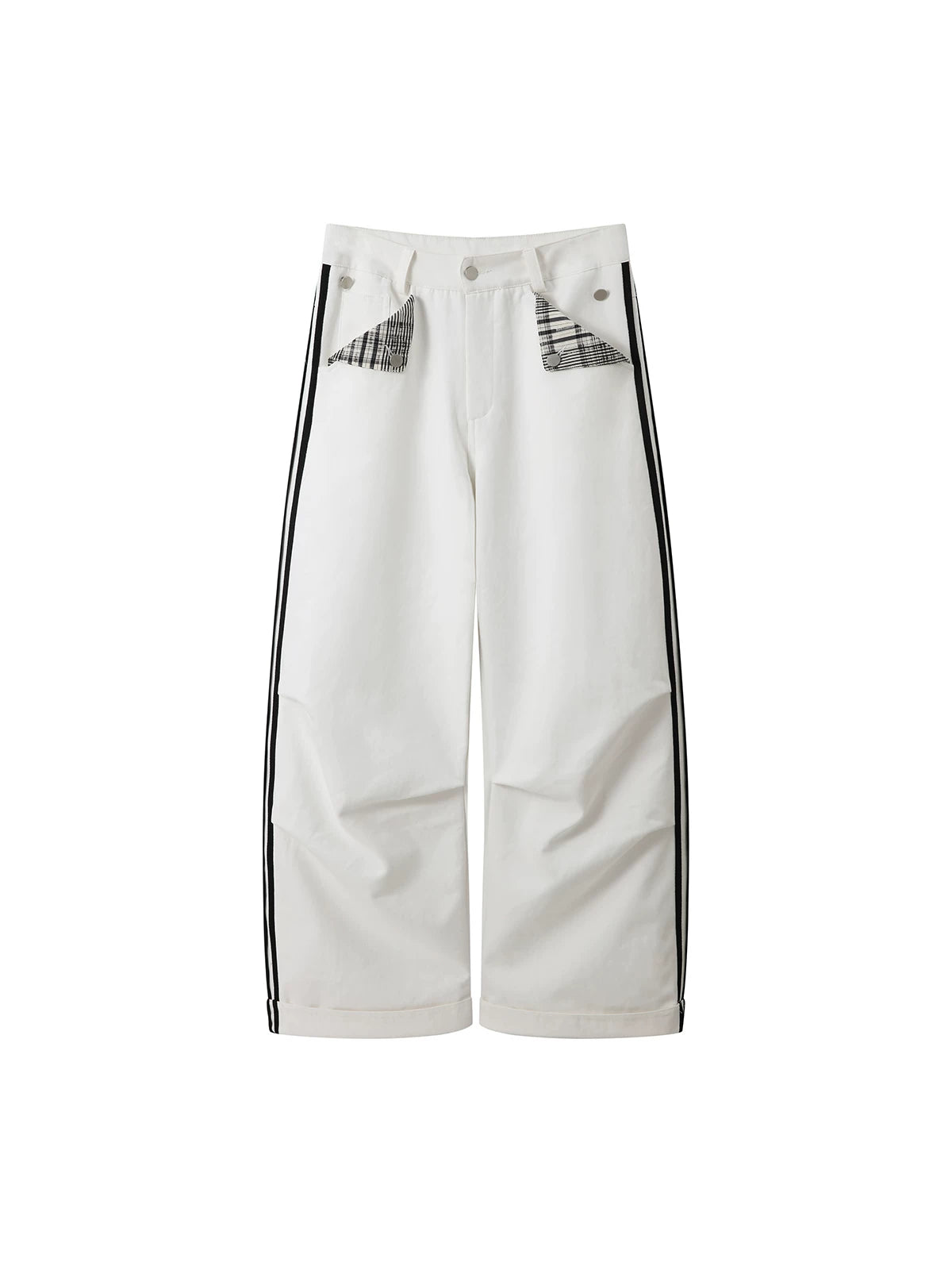 ANTSSTNA Straight-Leg Pleated Checkered Pants