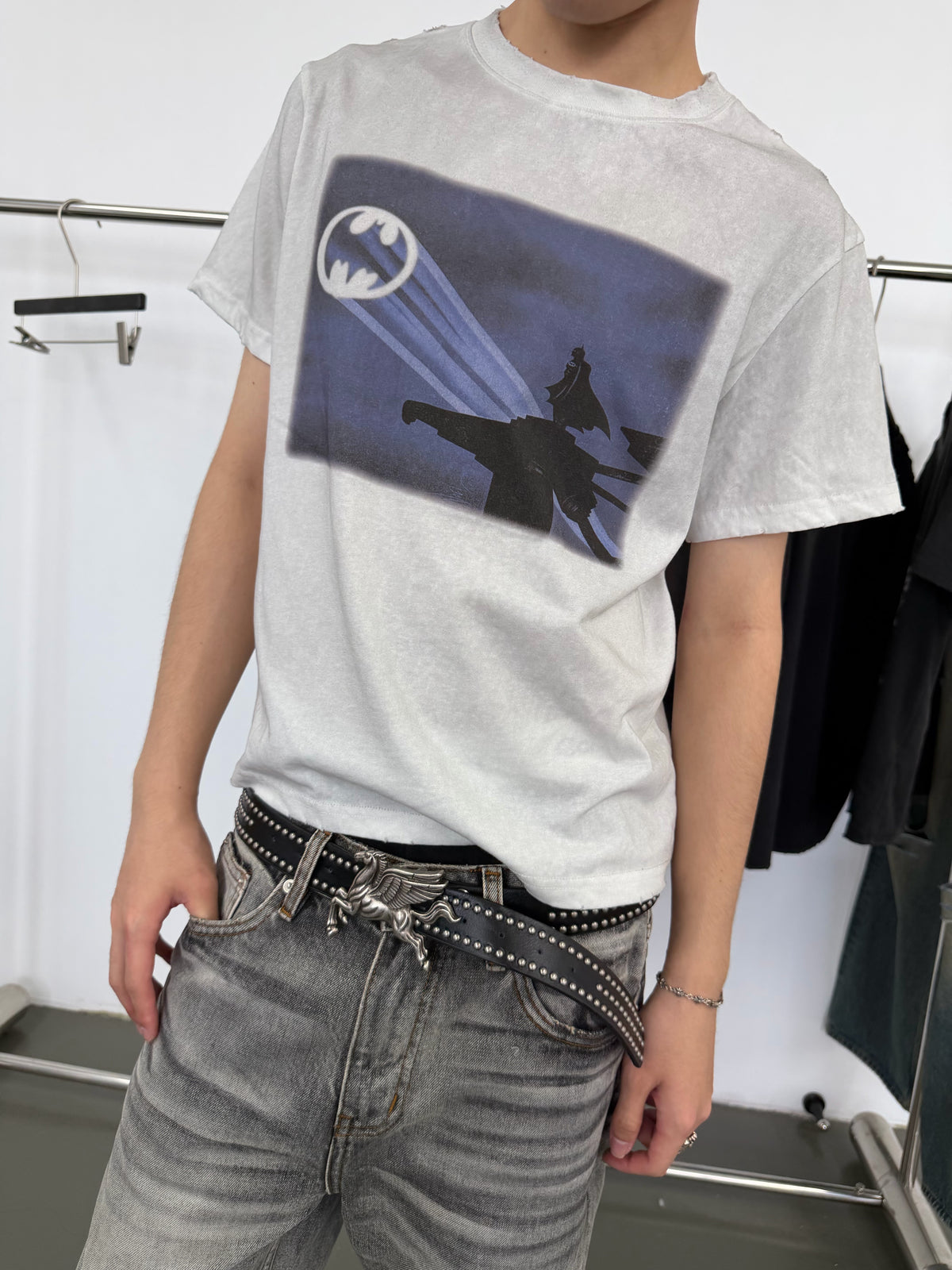 HIGH TABLE Batman Dirty Wash 400g Wrinkle-Resistant Tee