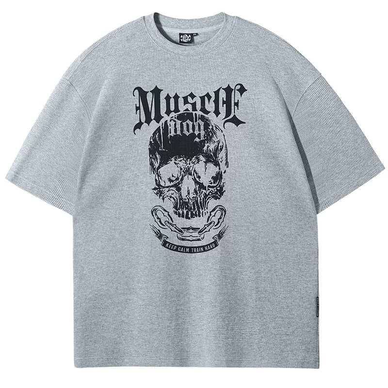 MuscleDog Skull Waffle Breathable Loose Training Tee