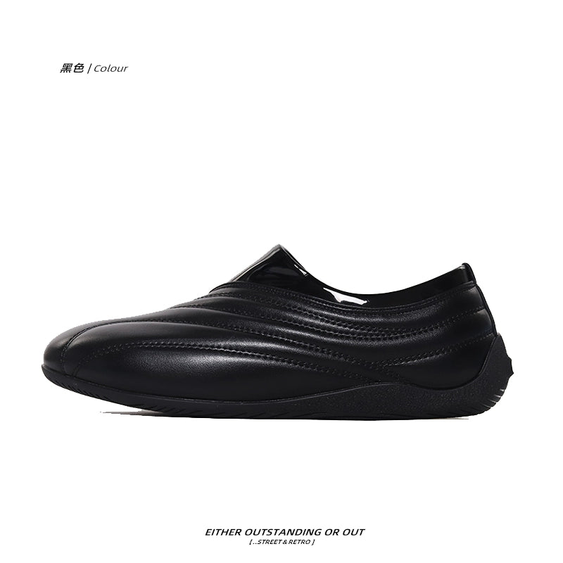 SHENLV STUDIO Round Head Loafer Thin Sole One-pedal Small Leather Shoes