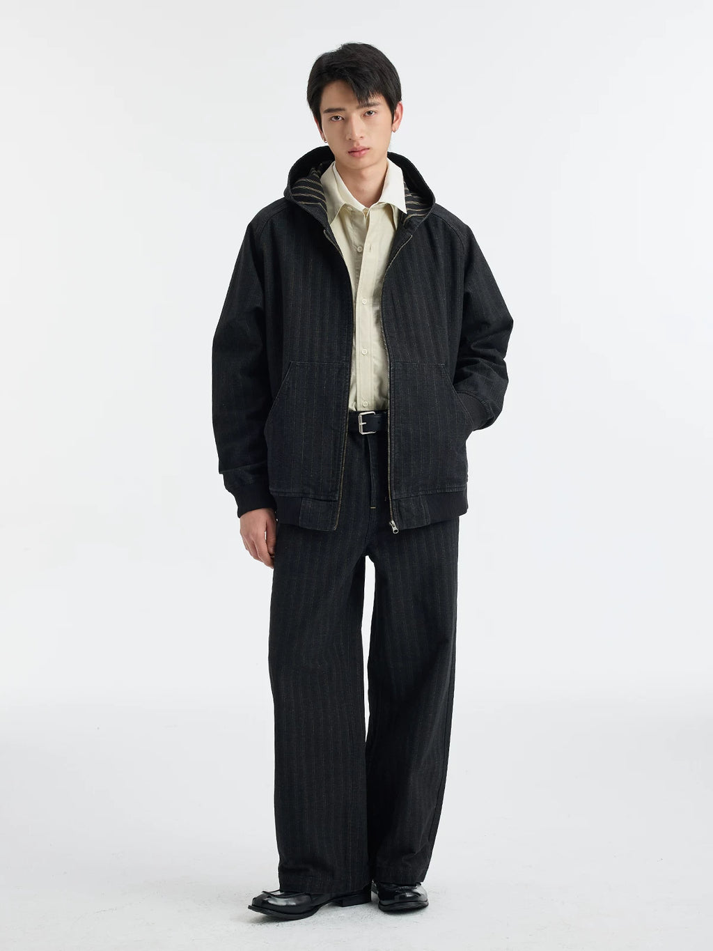 BUTTBILL Vintage Loose Tooling Dark Striped Straight Pants
