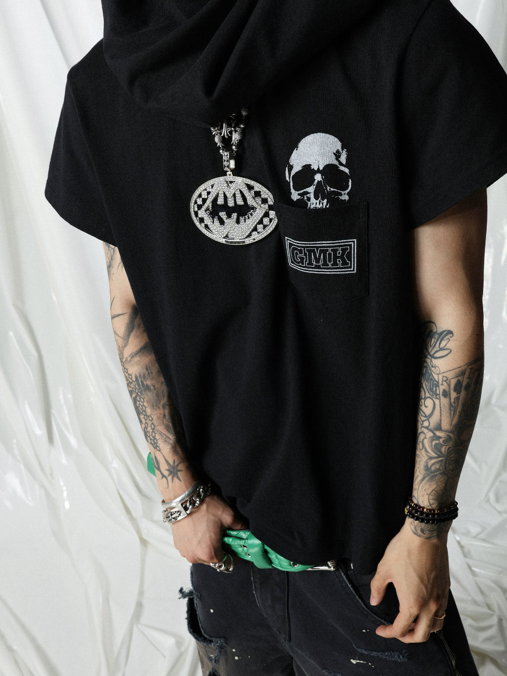 GROUP MAREK Skull Print 220g Breathable Oversized Tee