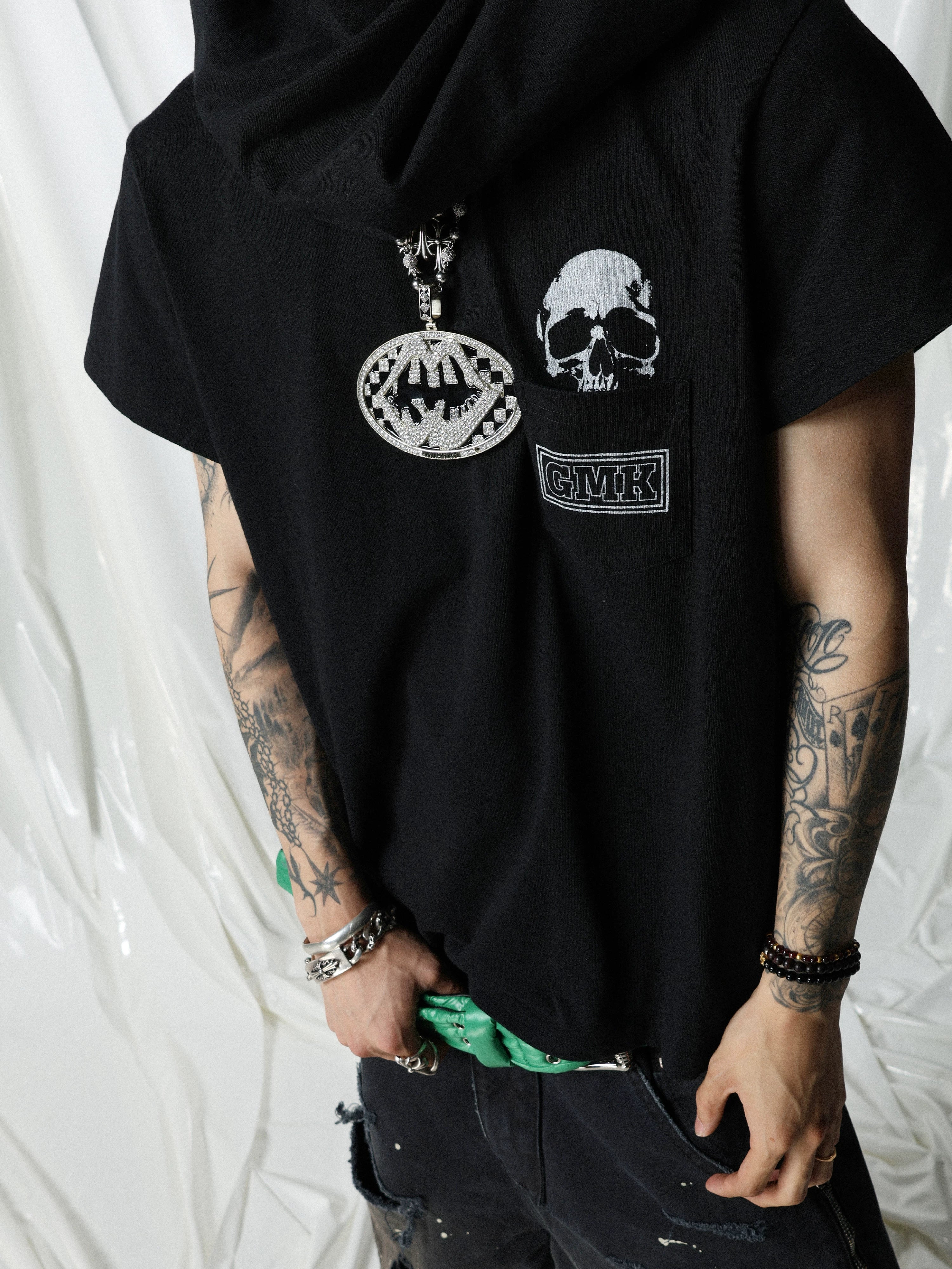 GROUP MAREK Skull Print 220g Breathable Oversized Tee