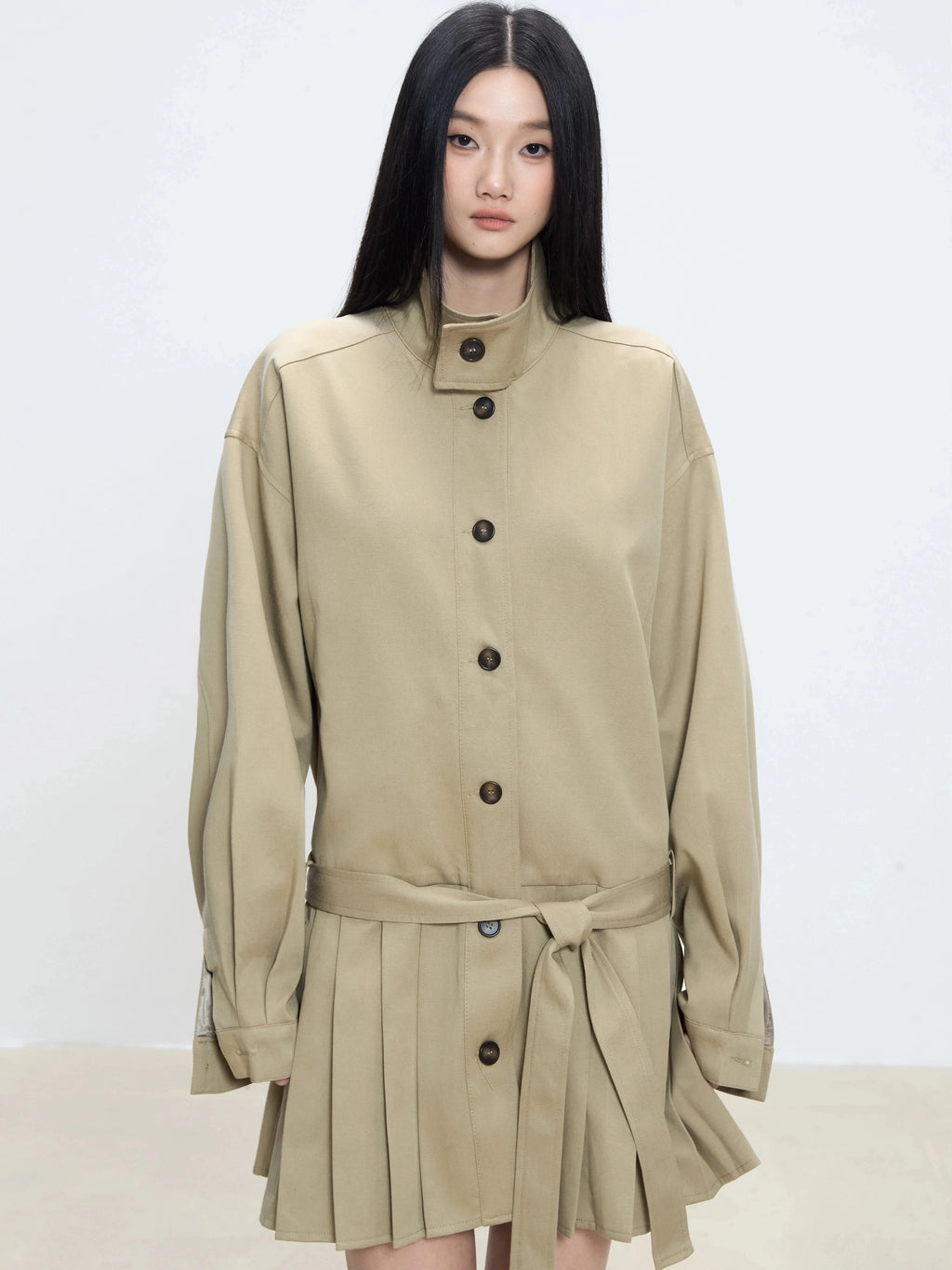 WITHMIN Loose Slimming Casual and Versatile Mid-length Trench Coat
