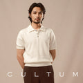 CULTUM Cotton-Linen Knit Breathable Regular Fit Polo Shirt