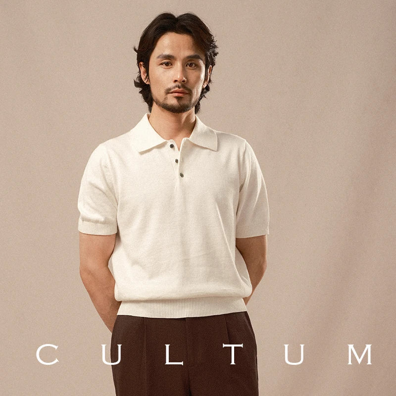 CULTUM Cotton-Linen Knit Breathable Regular Fit Polo Shirt