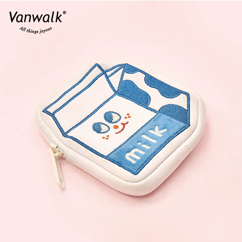 VANWALK Milk Carton Faux Leather Zip Coin Purse