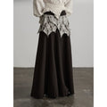 INDULGE Irregular Deconstruction Lace Stitching Striped Skirt