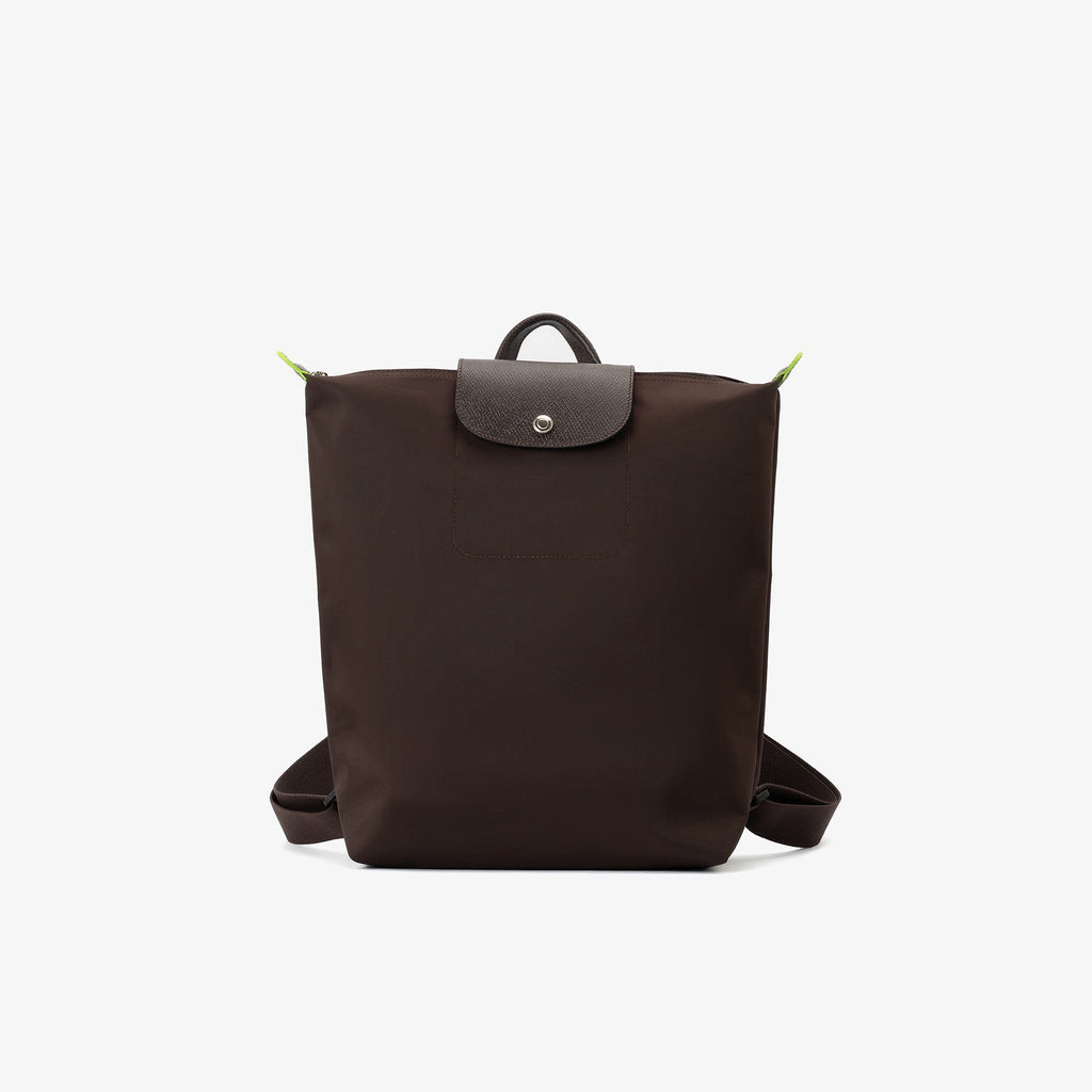 NO LOGO Top-Grain Leather Nylon Backpack - Zip-Top