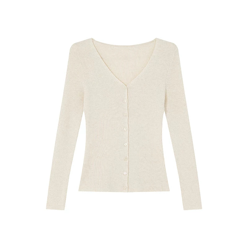 KANO V-Neck Slim Long-Sleeve Knit Cardigan