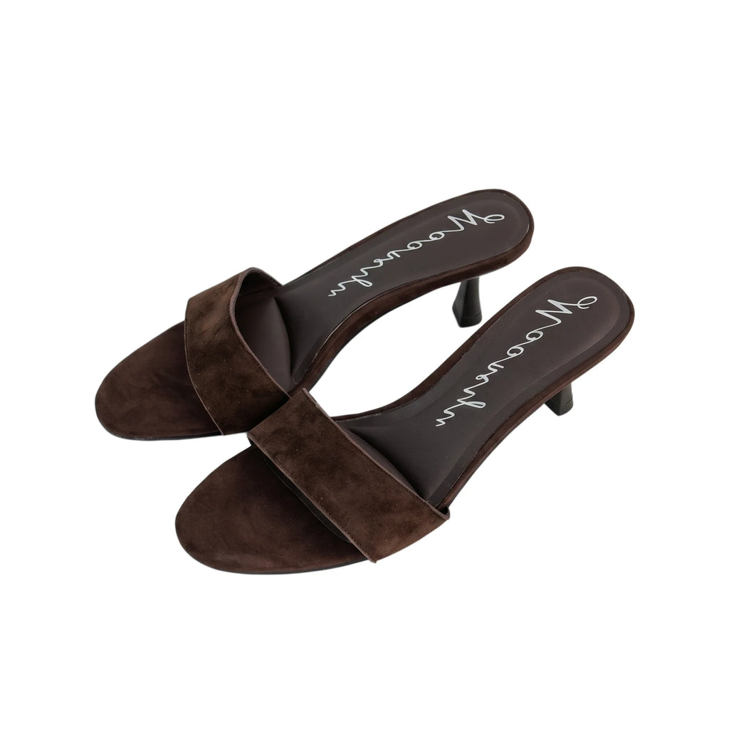 Mooreyu Leather Strappy Open-Toe High Heel Sandal