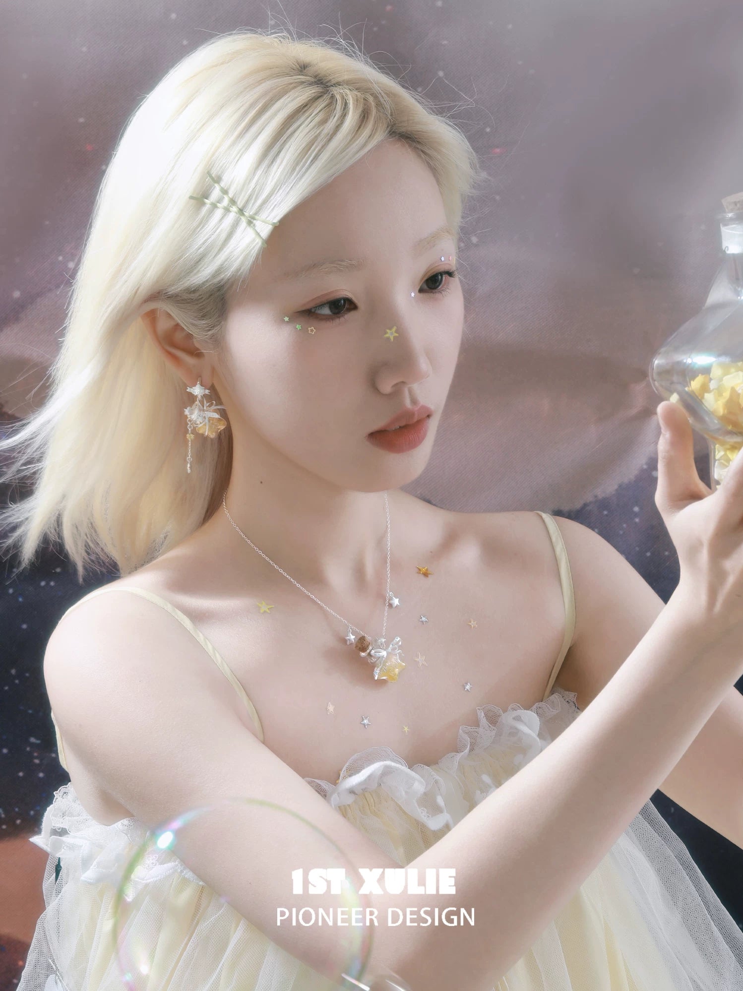 1ST XULIE Star Wishing Bottle Ear Cuff & Stud Set