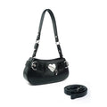 VFVF Black Faux Leather Zip-Top Shoulder Crossbody Bag
