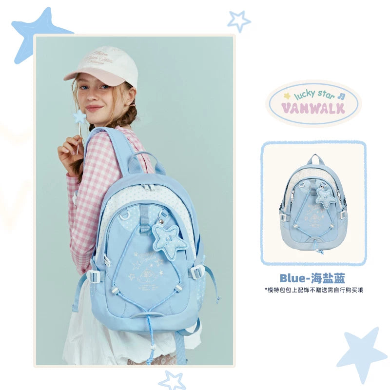VANWALK Ballet Pink Faux Leather Zip-Top Backpack