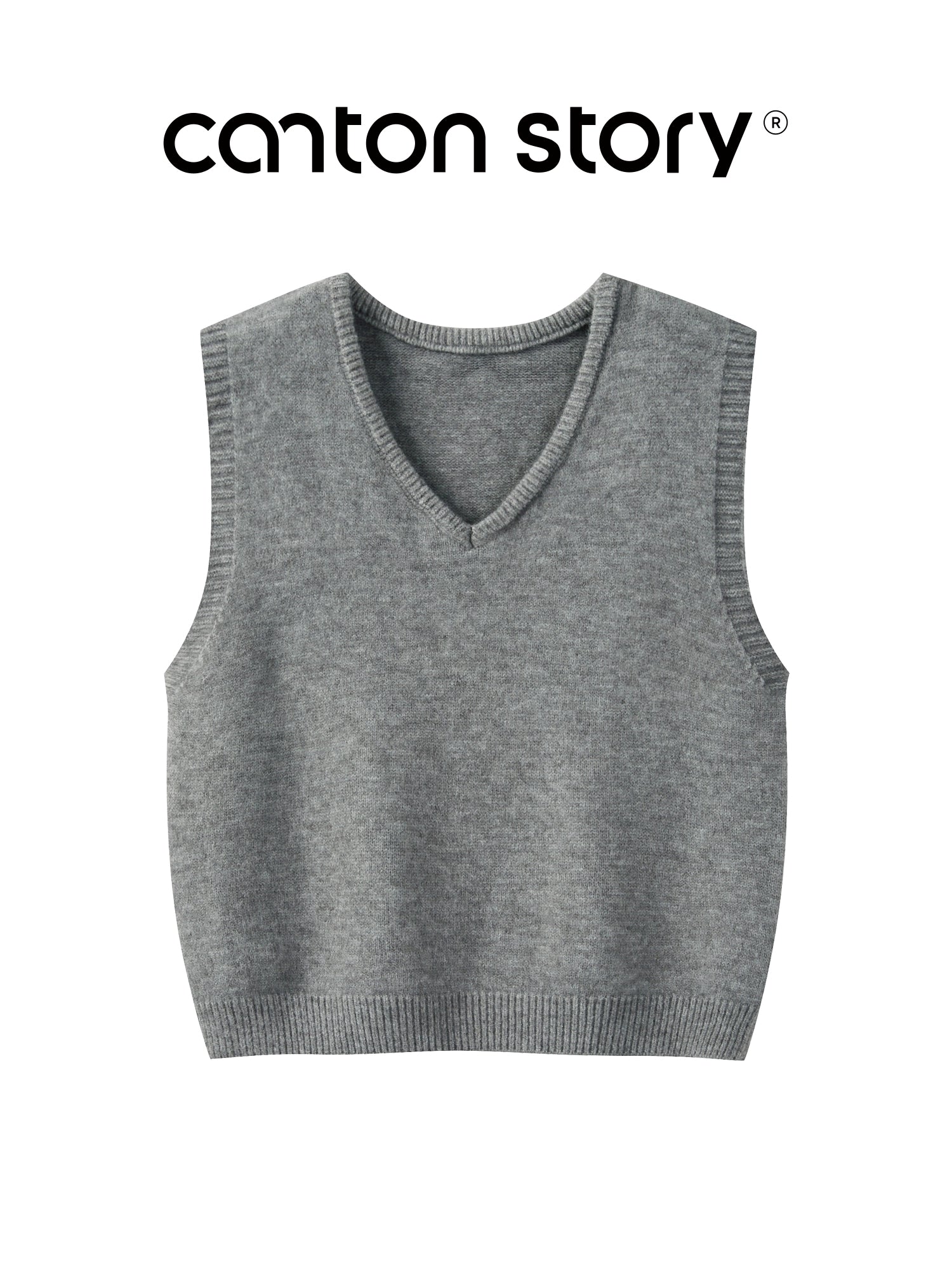 Cantonstory Vintage V-Neck Knitted Vest