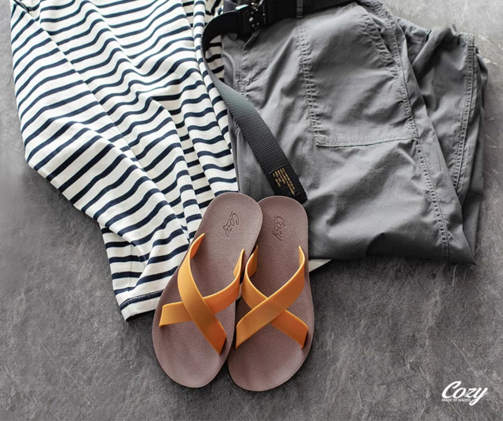 MADEN Unique Form Rubber Cross-Strap Flip-Flop
