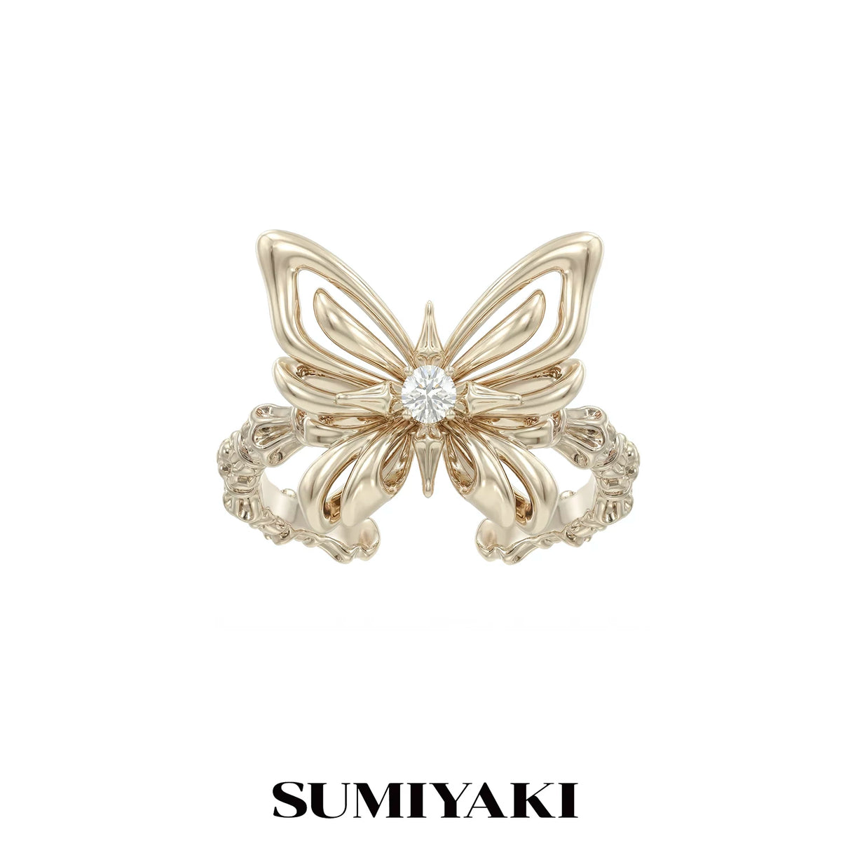 SUMIYAKI Butterfly Key Ring Set - Gold-Plated Adjustable Ring Set
