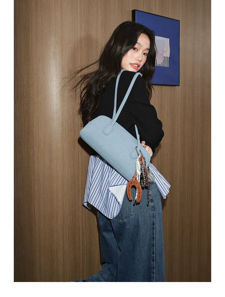 KUOSE Fake Two-piece Spliced Striped Sweater