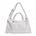 JANDRESS White Faux Leather Zip-Top Tote