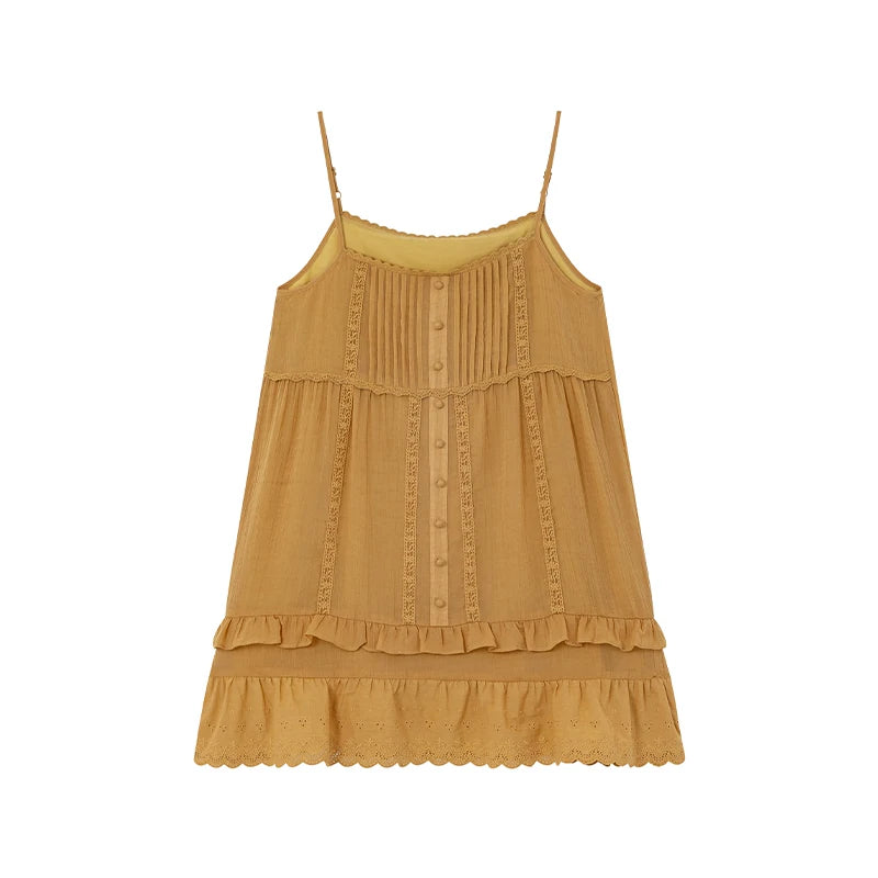 KANO Lace Trim Loose Cami and Tee Set