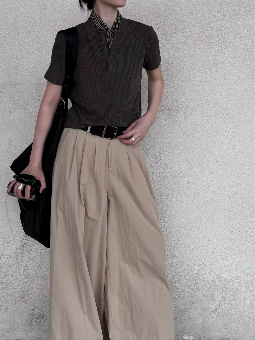 TERRAINCOGNITA Henry Collar Woolen Skin-friendly Tee