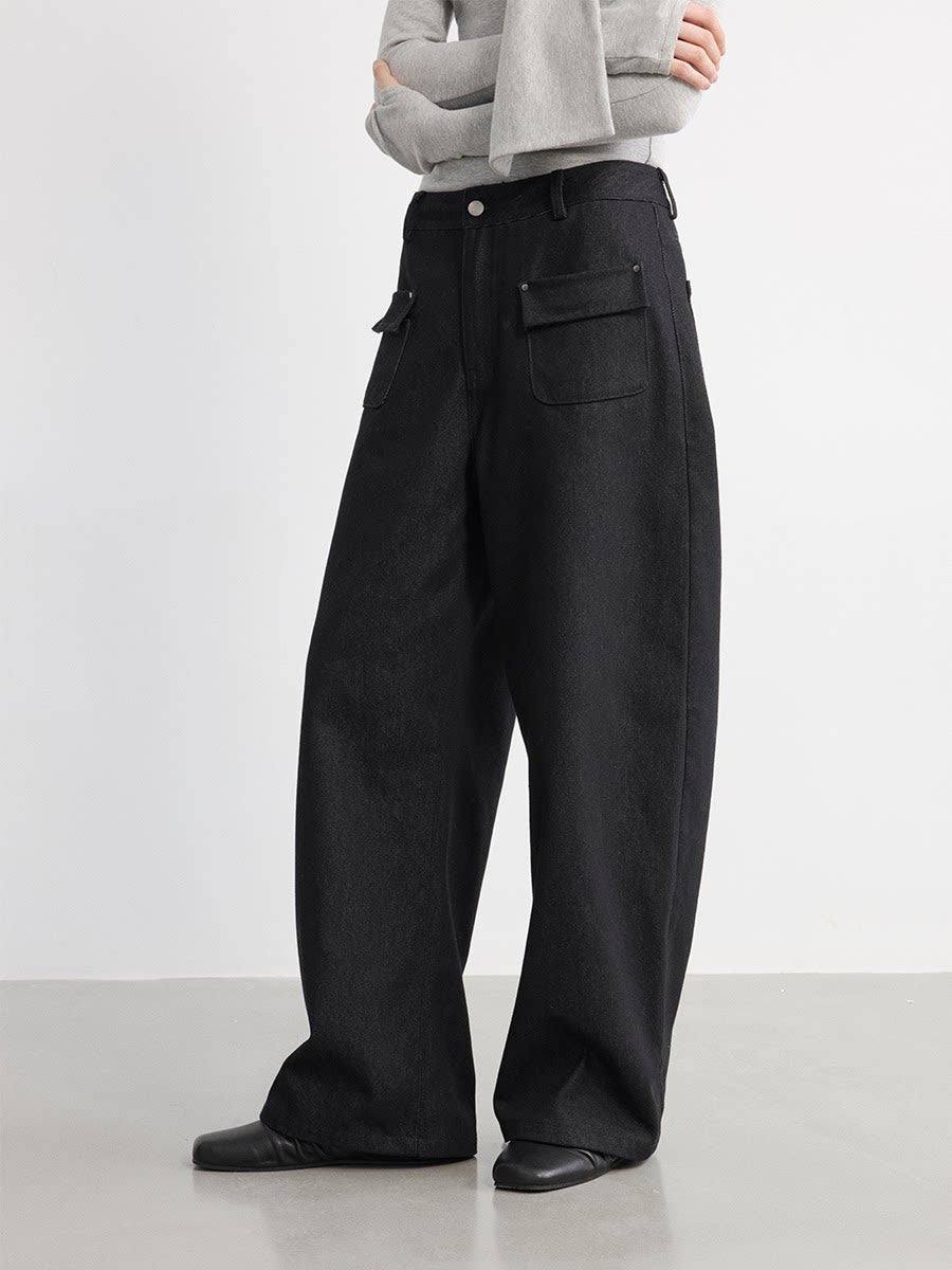 JCAESAR WOMEN Black Straight-Leg Mid-Rise Jeans