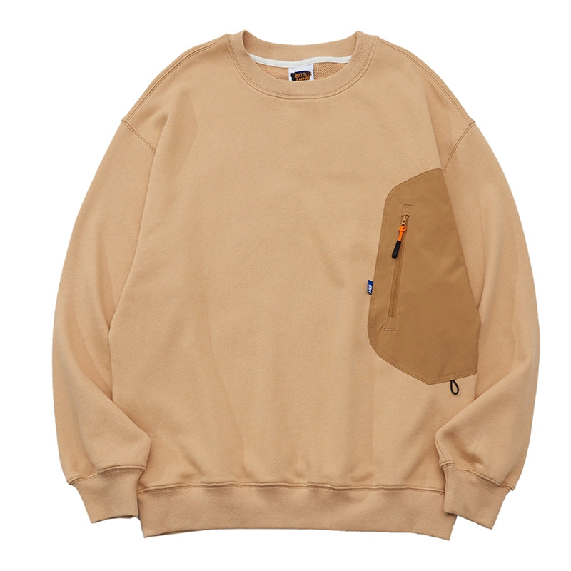 Battles Stitching Zipper Pocket Thick Needle Embroidered Sweater