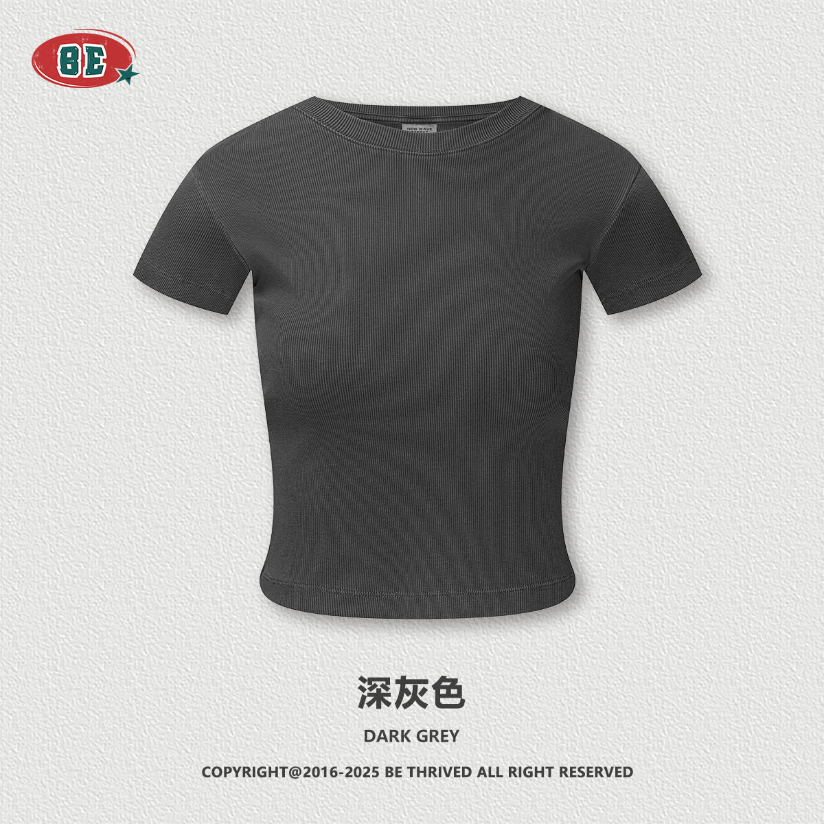 BE WOMEN'S Slim Fit Round Neck Bottoming Right Shoulder Tee