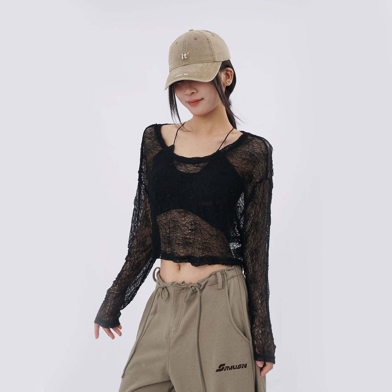 SAMUSAN Pleated Waist Loose Wide-leg Pants