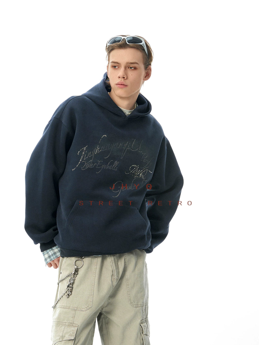 JHYQ Retro Letter Print Loose Casual Sweater