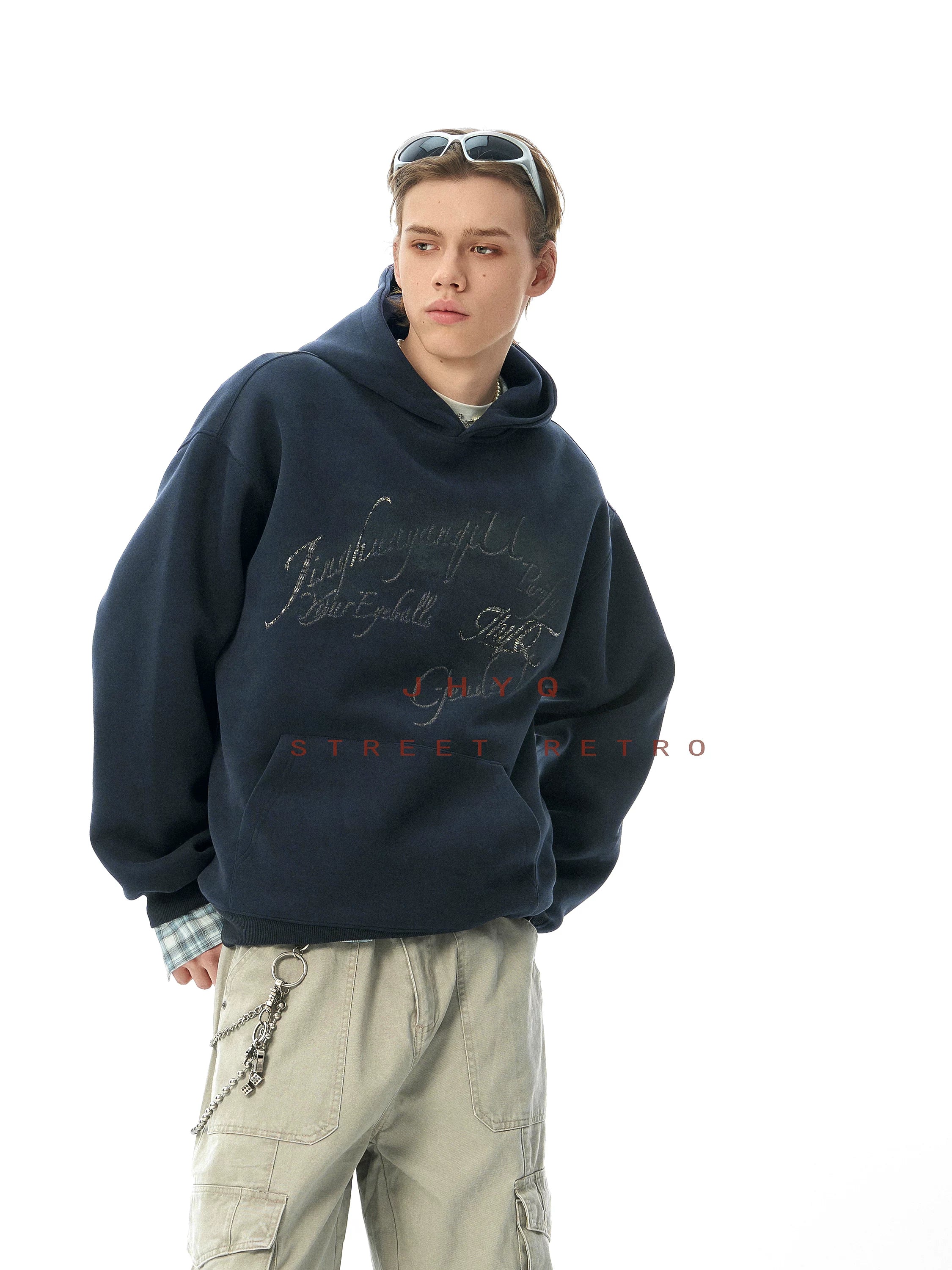 JHYQ Retro Letter Print Loose Casual Sweater